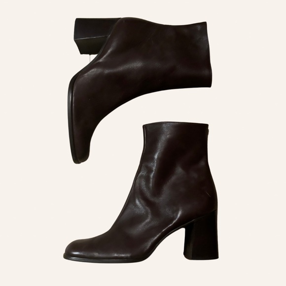 Vintage Nine West Brown Square Toe Leather Boots - Picture 1 of 5
